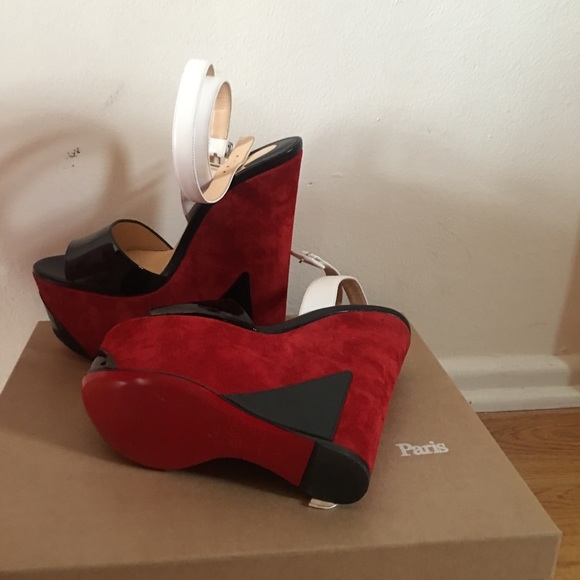 Christian Louboutin red and black wedge sandals - Picture 2 of 5